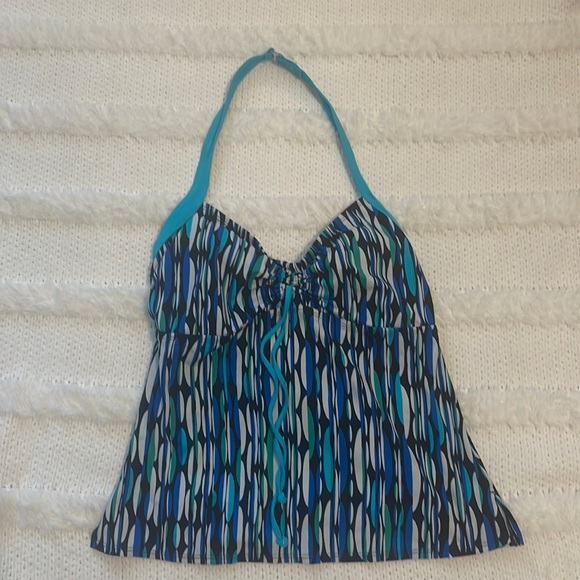 Tropical escape tankini swimsuit top abstract geometric ovals women’s size 10 - Picture 7 of 15